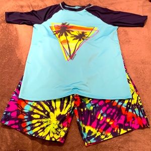 Boys Swim Trunks and Rash Guard Set